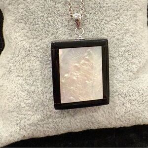 Mother-of-pearl and Black Onyx Rectangular PENDANT